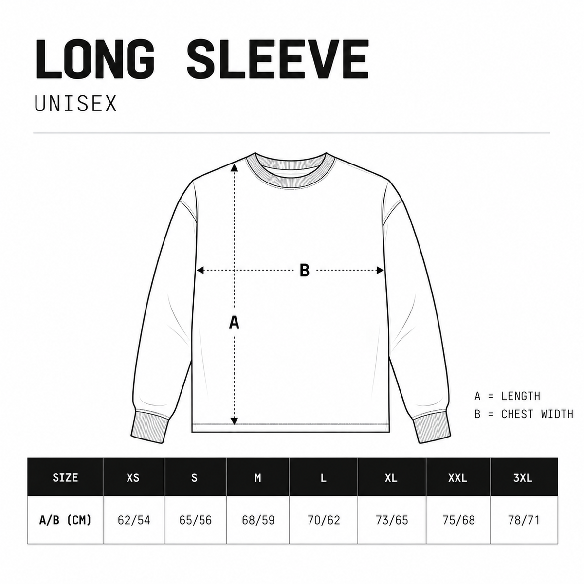 ECHELONS Long Sleeve size chart