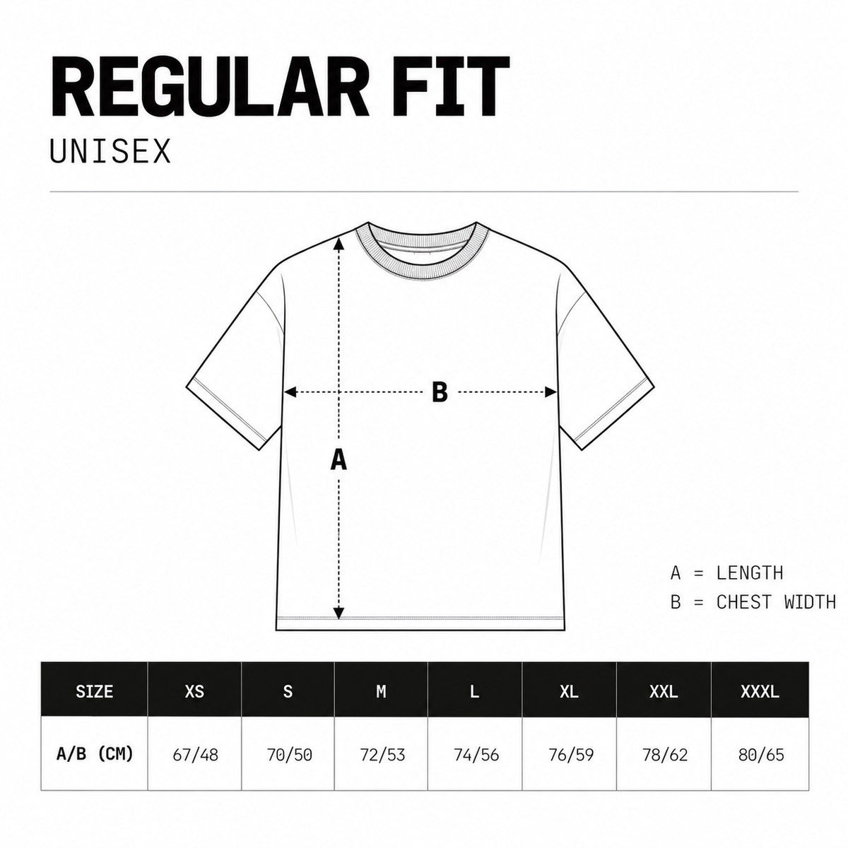 MUUR Tee — Denim size chart